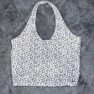 While Floral Hollister Halter Top size large